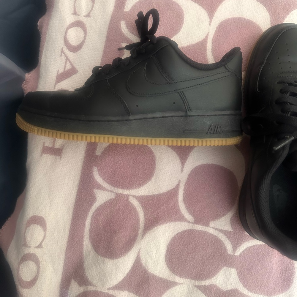 Nike Black and Gum Sole Air Force One Sneakers - Picture 5 of 10
